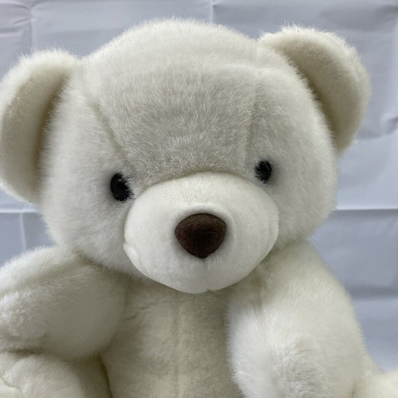 JS Toys White Teddy Bear 12" Plush Embroidered I Love You Paws Stuffed Animal - Picture 2 of 8